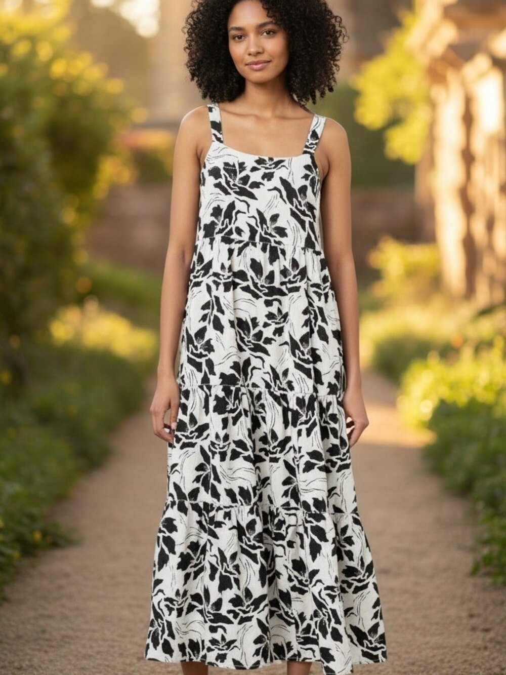 The Drop Britt Dress – Black & White Floral Print (NWT, Size S)